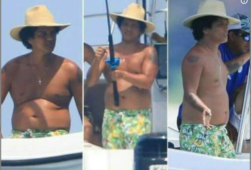 Barriguita cervecera!.El radical cambio físico del cantante Bruno Mars impacta a sus fans, luce más llenito de lo normal.